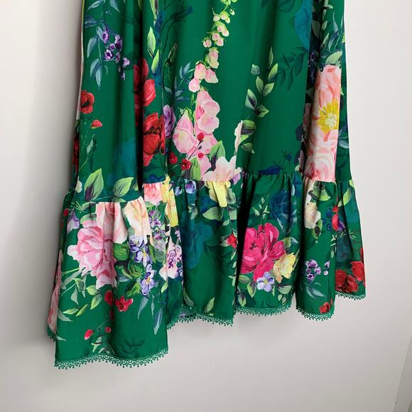 Marchesa Notte Emerald Roses Off Shoulder Mini Dress Womens 4 - Picture 16 of 16